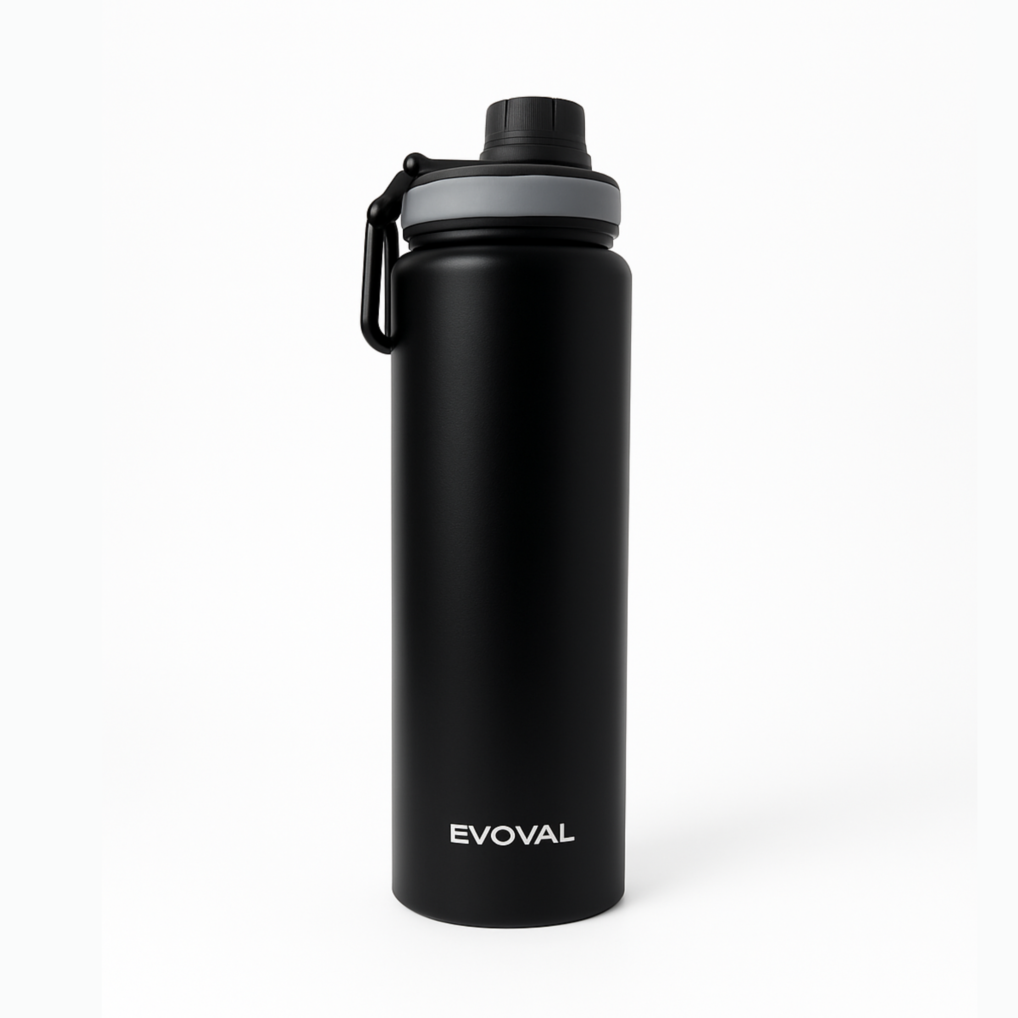 EVOVAL SIP GO 1000ml Stainless Steel Single Wall Water Bottle (Matte Black) | Sports Bottle for Gym, Office & Outdoor Use