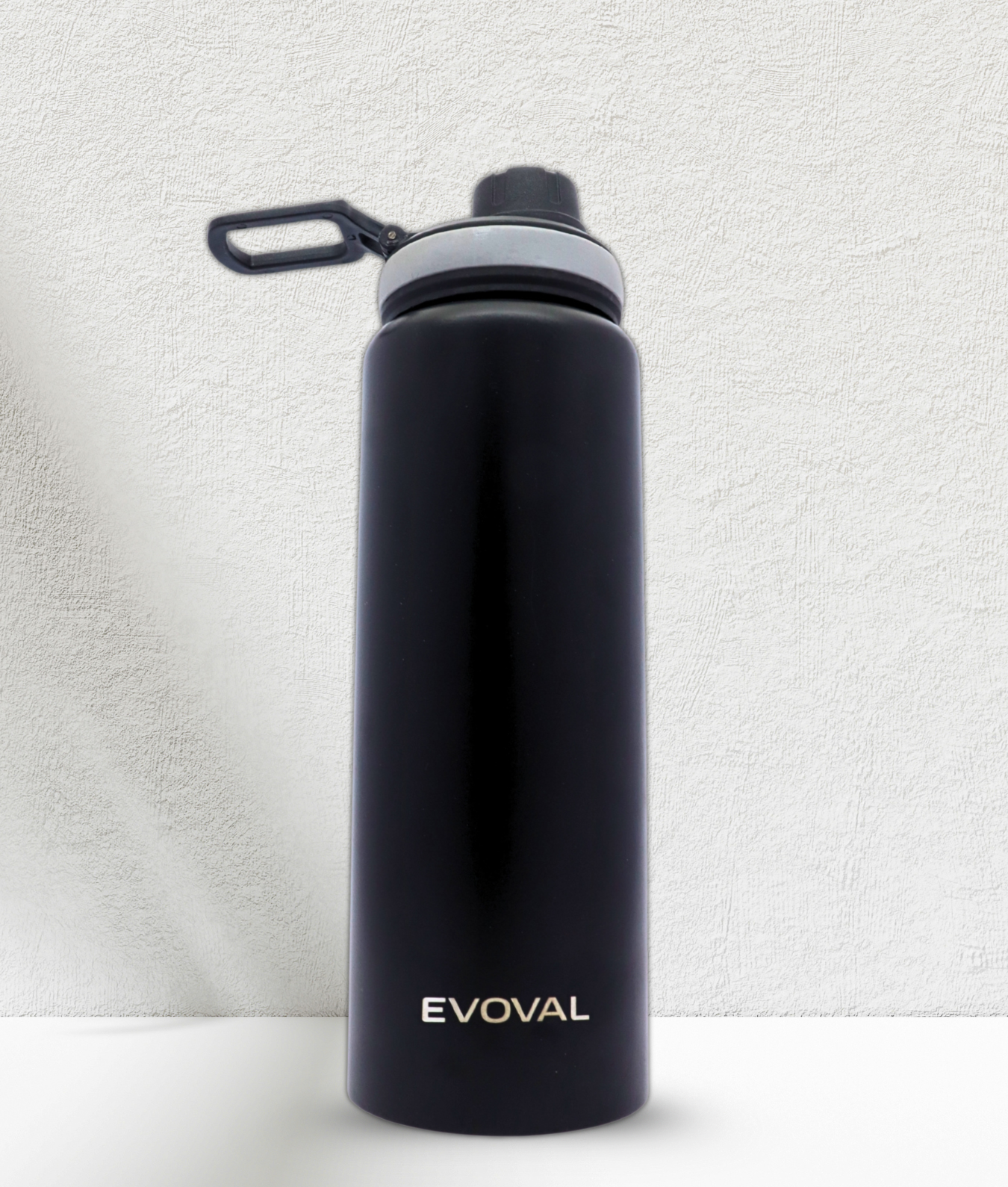 EVOVAL SIP GO 1000ml Stainless Steel Single Wall Water Bottle (Matte Black) | Sports Bottle for Gym, Office & Outdoor Use