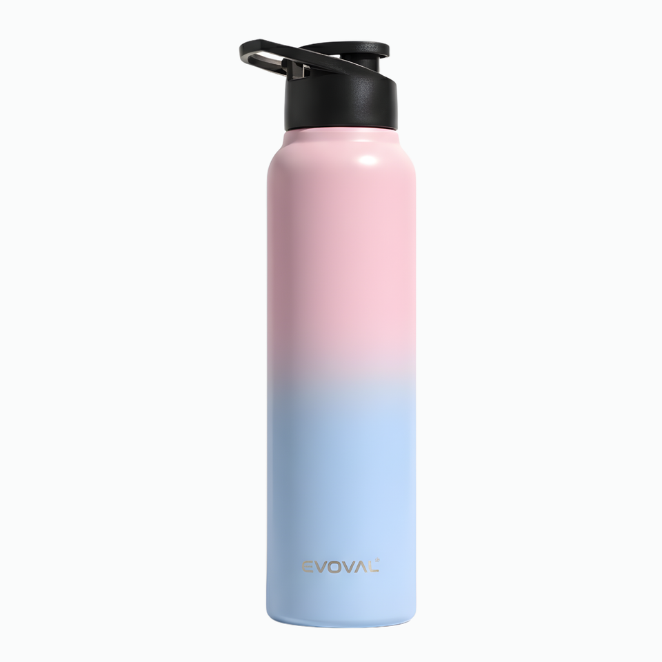 EVOVAL Core Go 1000ml (Duo Pink) | Single Wall Stainless Steel Water Bottle | Lightweight, Fridge-Friendly | Ideal for Home, Office, Gym, Travel