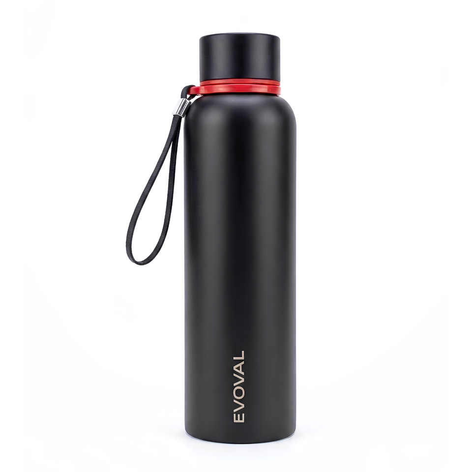 FORGE 750ml | Stainless Steel Water Bottle, Double Wall Vacuum Insulated Bottle, 304 Stainless Steel, Leak Proof, Anti-Skid Base with Carry Strap