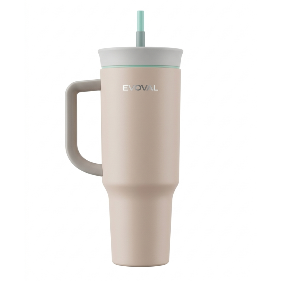 Voyager 1200ml Insulated Tumbler with Handle & Straw | 304 Stainless Steel Double Wall Vacuum Flask | Hot & Cold Cup with 2-in-1 Sip & Straw Lid