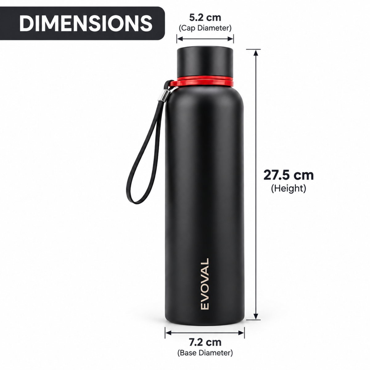 FORGE 750ml | Stainless Steel Water Bottle, Double Wall Vacuum Insulated Bottle, 304 Stainless Steel, Leak Proof, Anti-Skid Base with Carry Strap