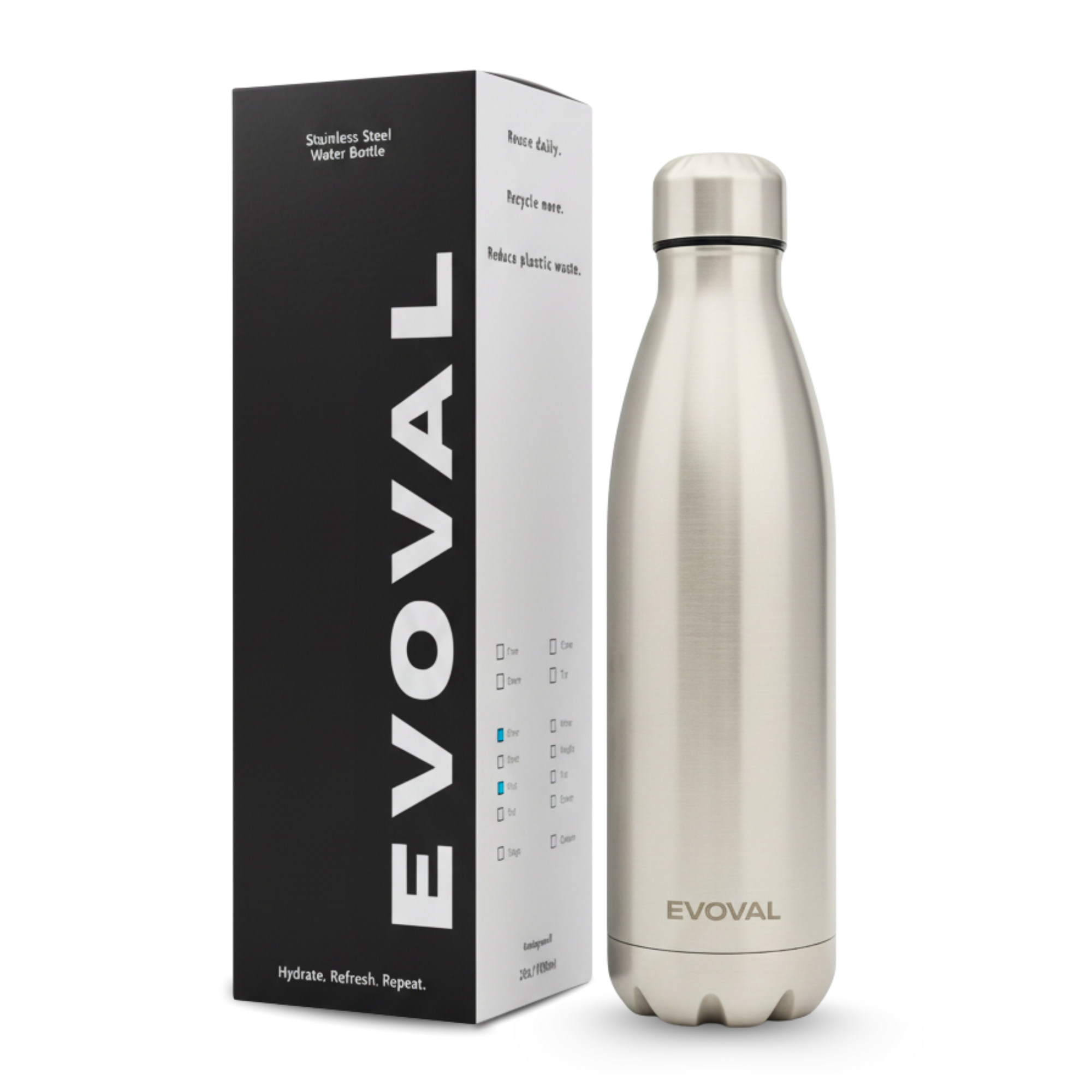 EVOVAL Sphere 1000ml Insulated Stainless Steel Water Bottle | Double Wall Hot & Cold Bottle | BPA-Free, Leak-Proof, Sweat-Free | Travel, Gym, Office Use