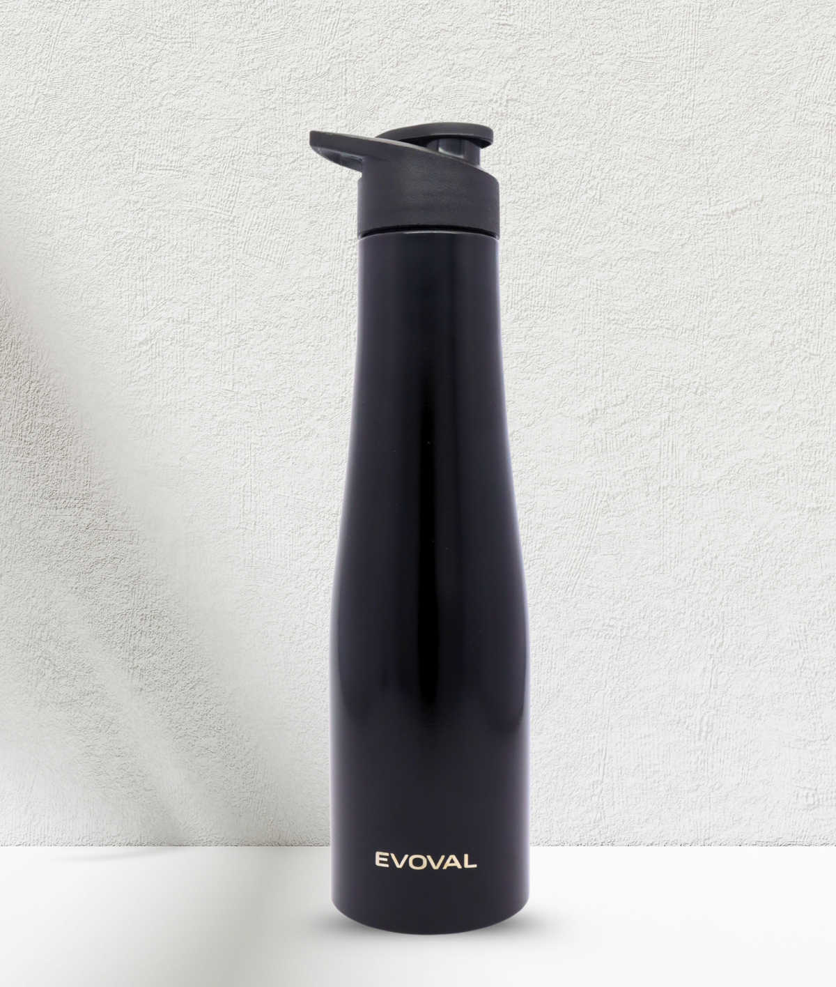 EVOVAL Bloom Go Stainless Steel Water Bottle (Black) 1000ml | Single Wall, Leak-Proof, Lightweight, Fridge Bottles for Home, Office, Gym & Travel