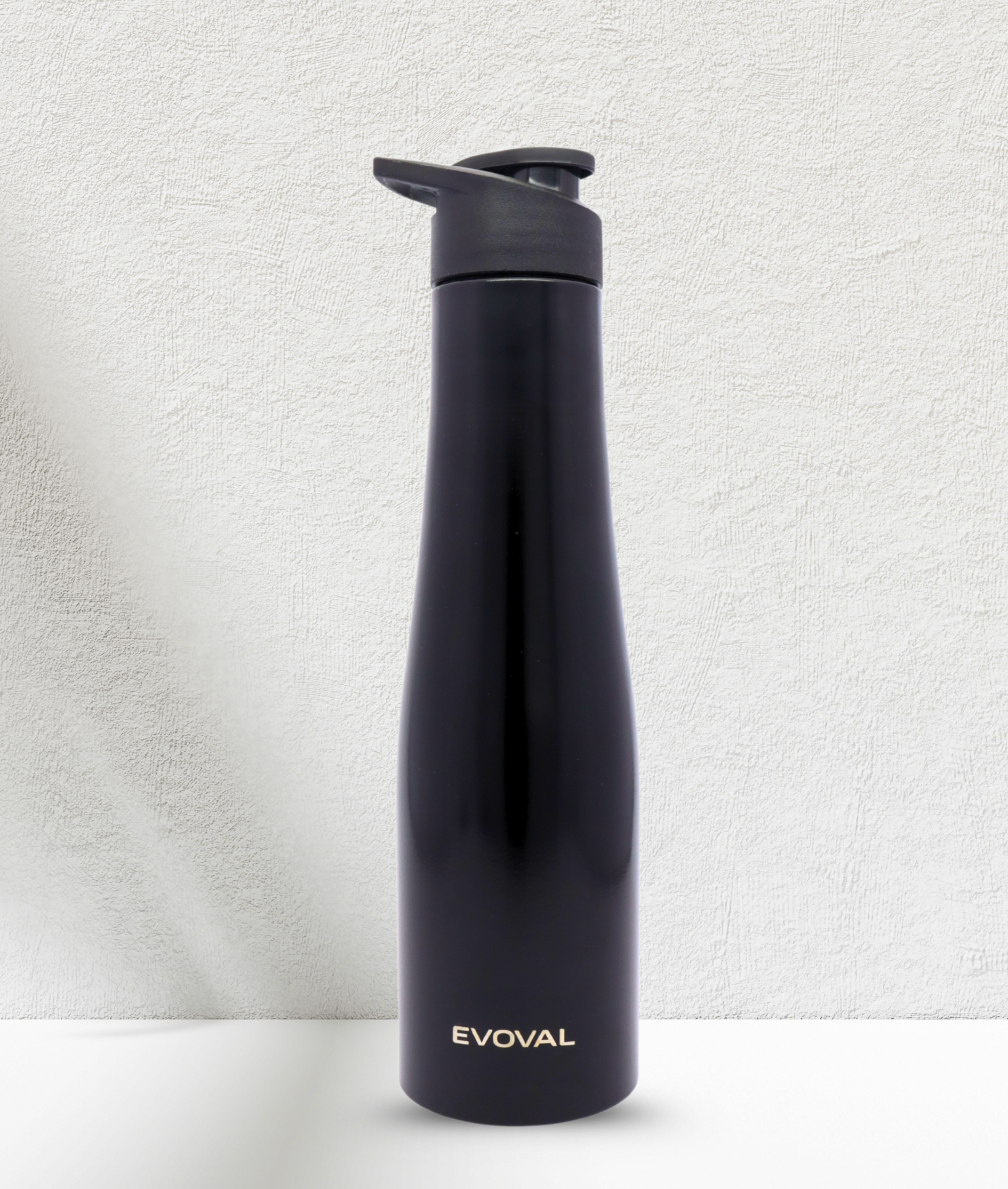 EVOVAL Bloom Go Stainless Steel Water Bottle (Black) 1000ml | Single Wall, Leak-Proof, Lightweight, Fridge Bottles for Home, Office, Gym & Travel