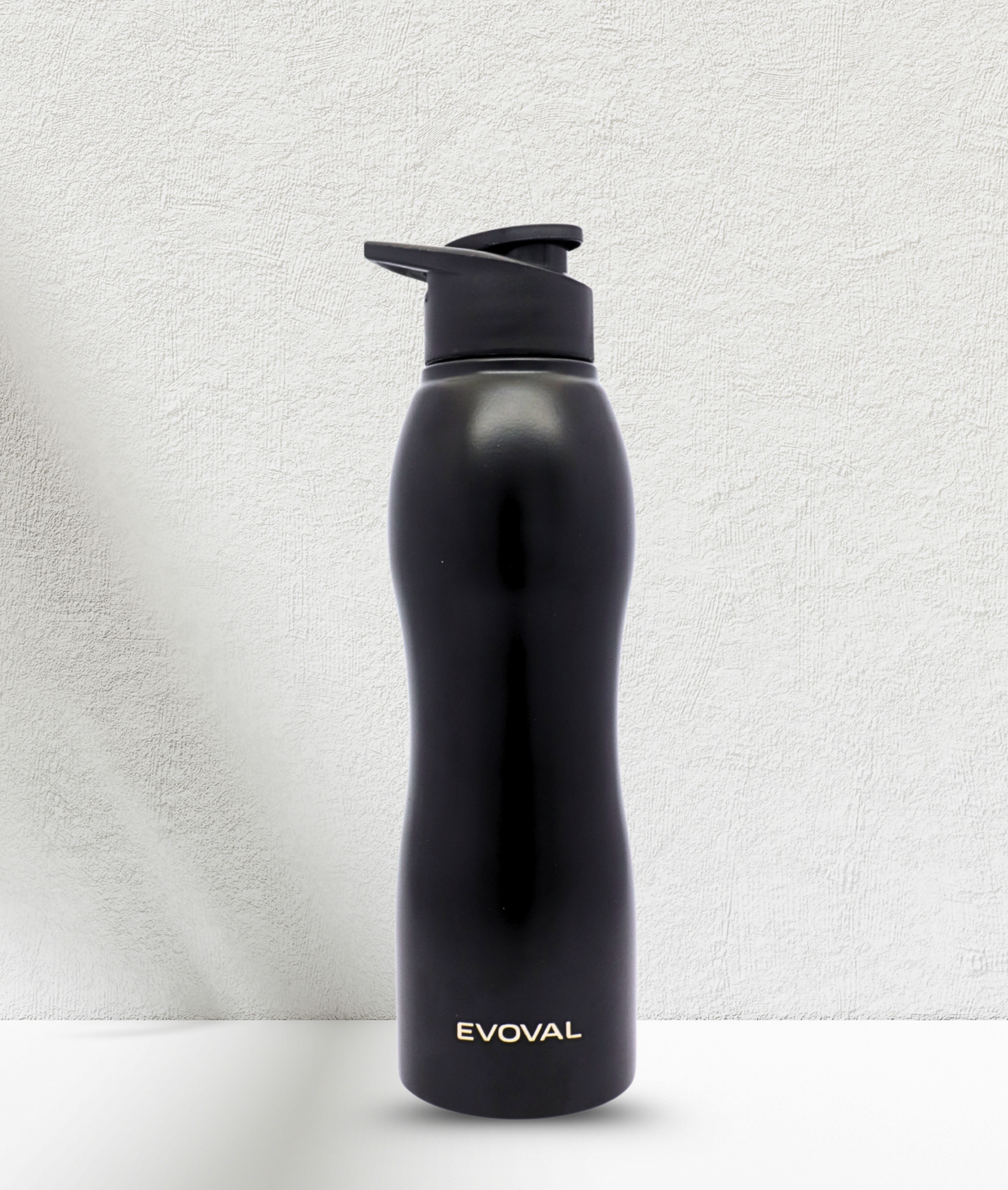 EVOVAL FLOW Stainless Steel Water Bottle 1000 ml | Single Wall, Lightweight & Leakproof (BLACK)