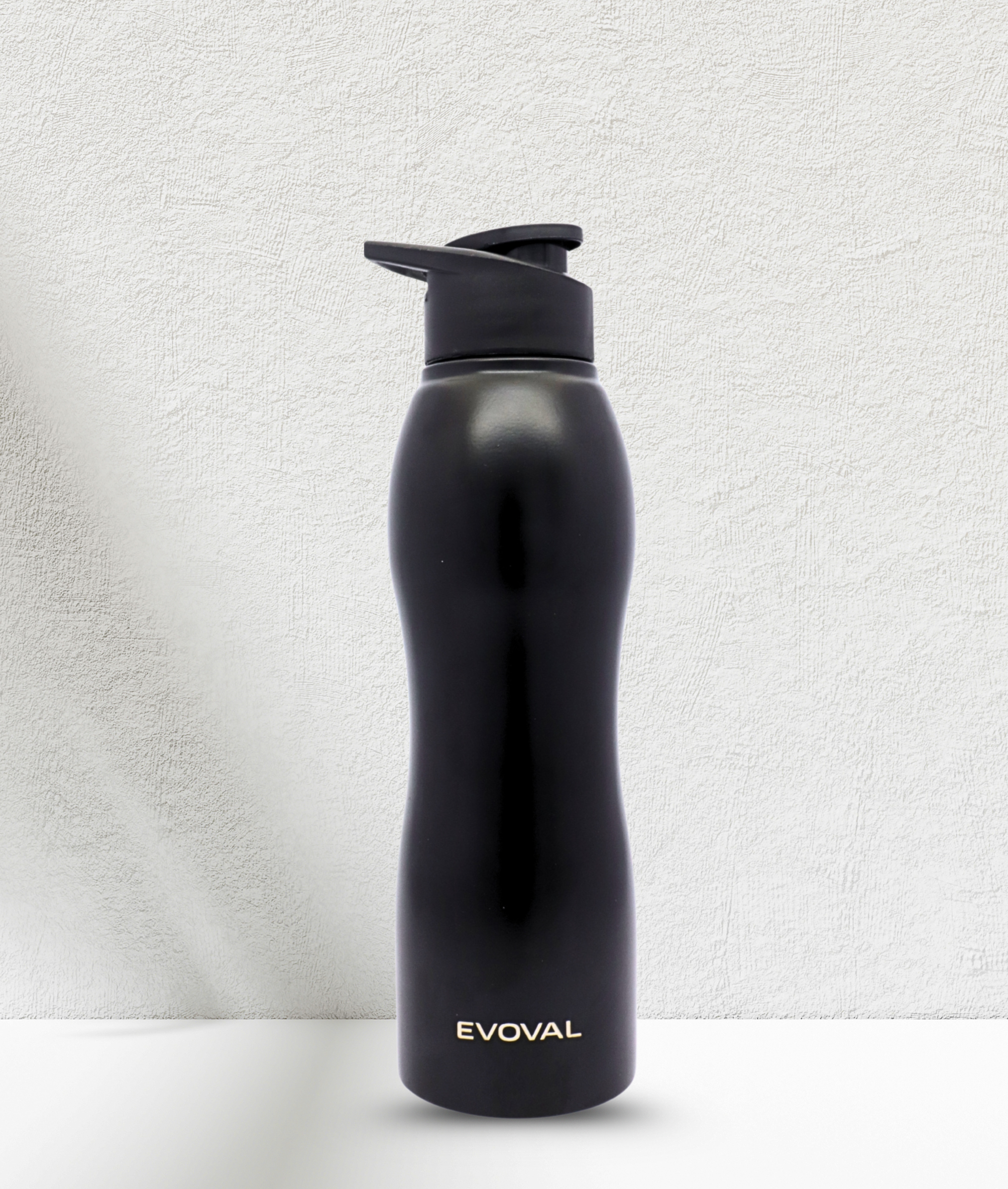 EVOVAL FLOW Stainless Steel Water Bottle 1000 ml | Single Wall, Lightweight & Leakproof (BLACK)
